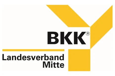 Logo BKK Landesverband Mitte mit gelbem Häkchen als grafischem Element.